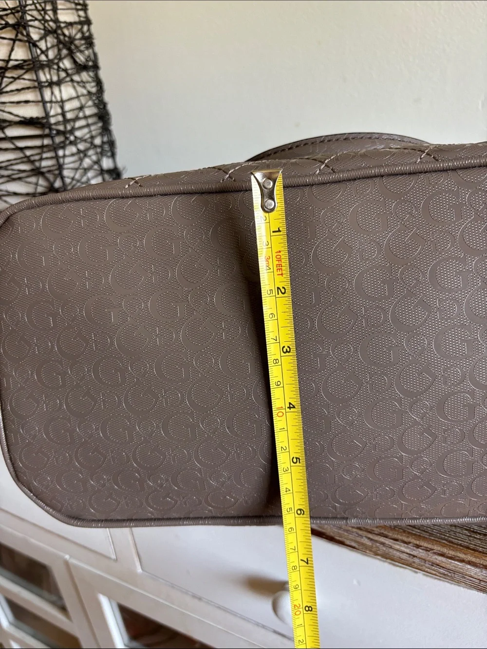 GUESS Taupe Quilted Logo Satchel Handbag